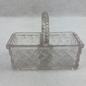 VTG Imperial Clear Glass Basket with Handle 4” Sugar/Creamer Packets Holder